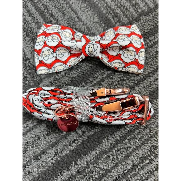 DOGWONG Red Christmas Dog Collar with Bowtie, Santa Claus Christmas Dog Collar - Picture 9 of 9